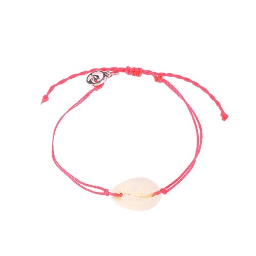 BRANSOLETKA MUSZELKA NA RÓŻOWYM SZNURKU