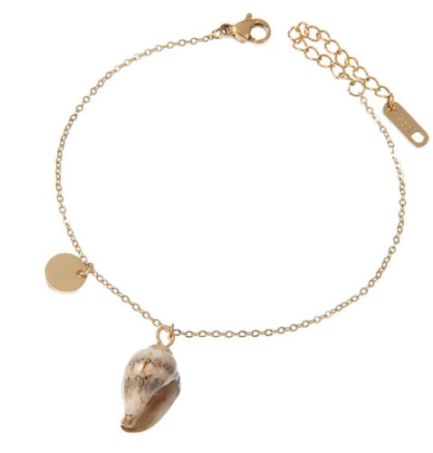 BRANSOLETKA STAL ZŁOTA MUSZELKA