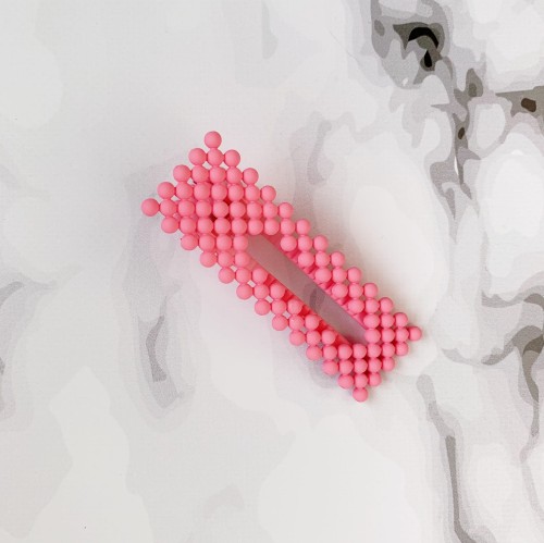 SPINKA DO WŁOSÓW RÓŻOWA PEREŁKI MATOWE PROSTOKĄTNA