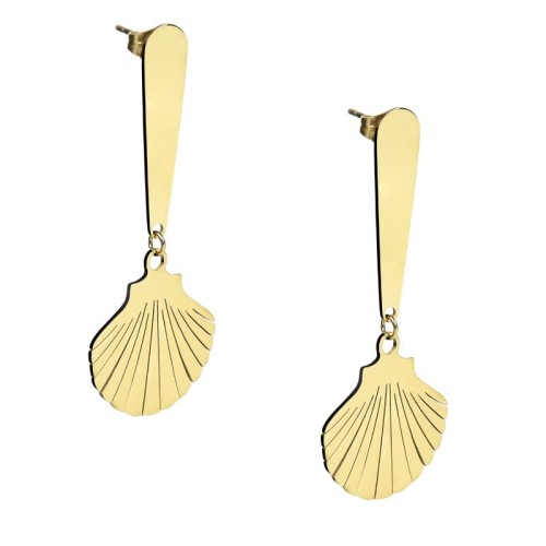 KOLCZYKI MUSZELKI ZŁOTE STAL