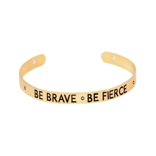 BRANSOLETKA OBRĘCZ ZŁOTA NAPIS BE RBAVE BE FIERCE