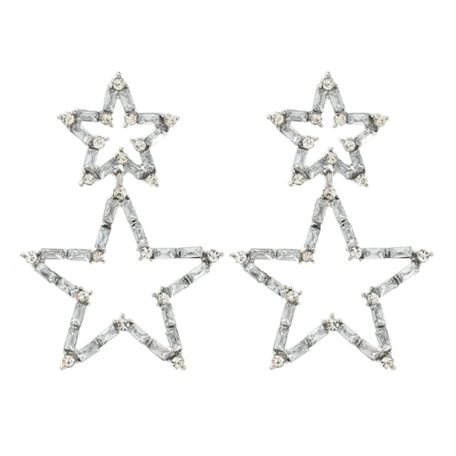 KOLCZYKI SREBRNE GWIAZDKI KRYSZTAŁKI