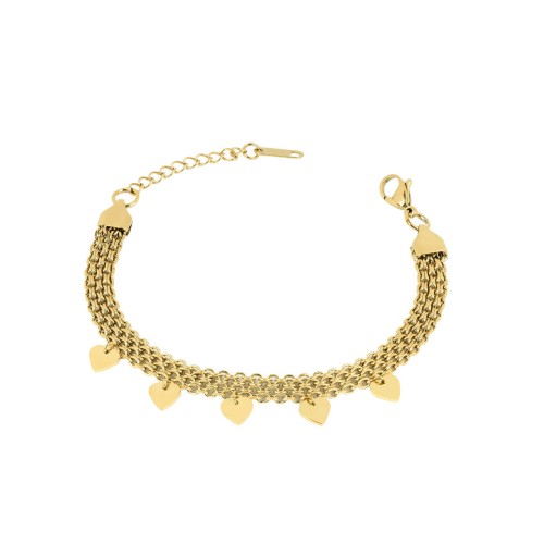 BRANSOLETKA GRUBA ZŁOTA STAL SERCA MESH MISSMAD