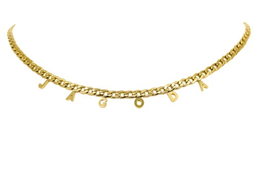 NASZYJNIK STAL ZŁOTY ŁAŃCUCH CHOKER LITERKI IMIĘ JAGODA.JPG