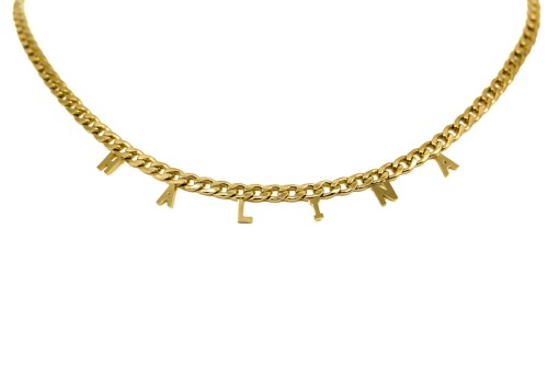 NASZYJNIK STAL ZŁOTY ŁAŃCUCH CHOKER LITERKI IMIĘ HALINA.JPG