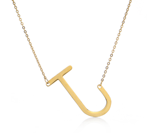 NASZYJNIK STAL ZŁOTY DUŻA LITERKA J