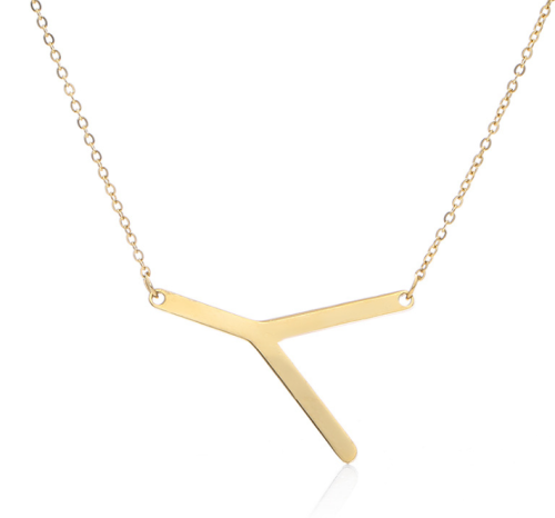 NASZYJNIK STAL ZŁOTY  DUŻA LITERKA Y