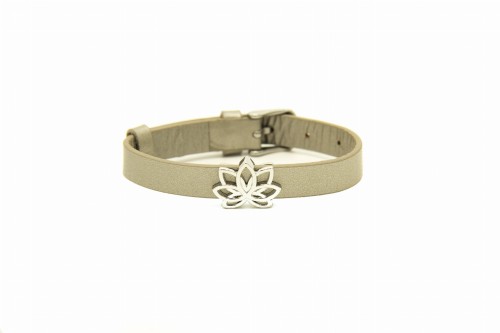 BRANSOLETKA SZARA OZDOBA KWIAT LOTOSU SREBRNA