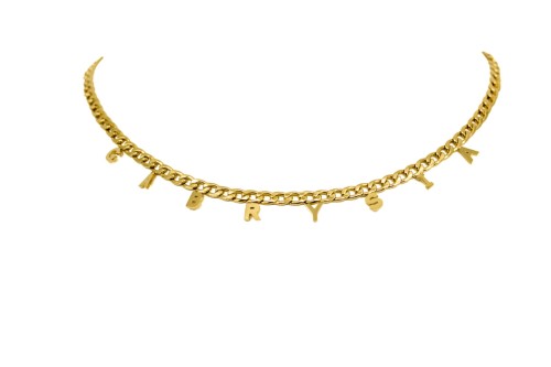 NASZYJNIK STAL ZŁOTY ŁAŃCUCH CHOKER LITERKI IMIĘ GABRYSIA.JPG
