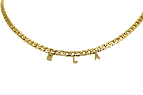 NASZYJNIK STAL ZŁOTY ŁAŃCUCH CHOKER LITERKI IMIĘ ELA.JPG
