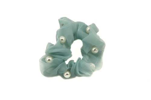 GUMKA DO WŁOSÓW SCRUNCHIE TIULOWA PEREŁKI ZIELONA.jpg