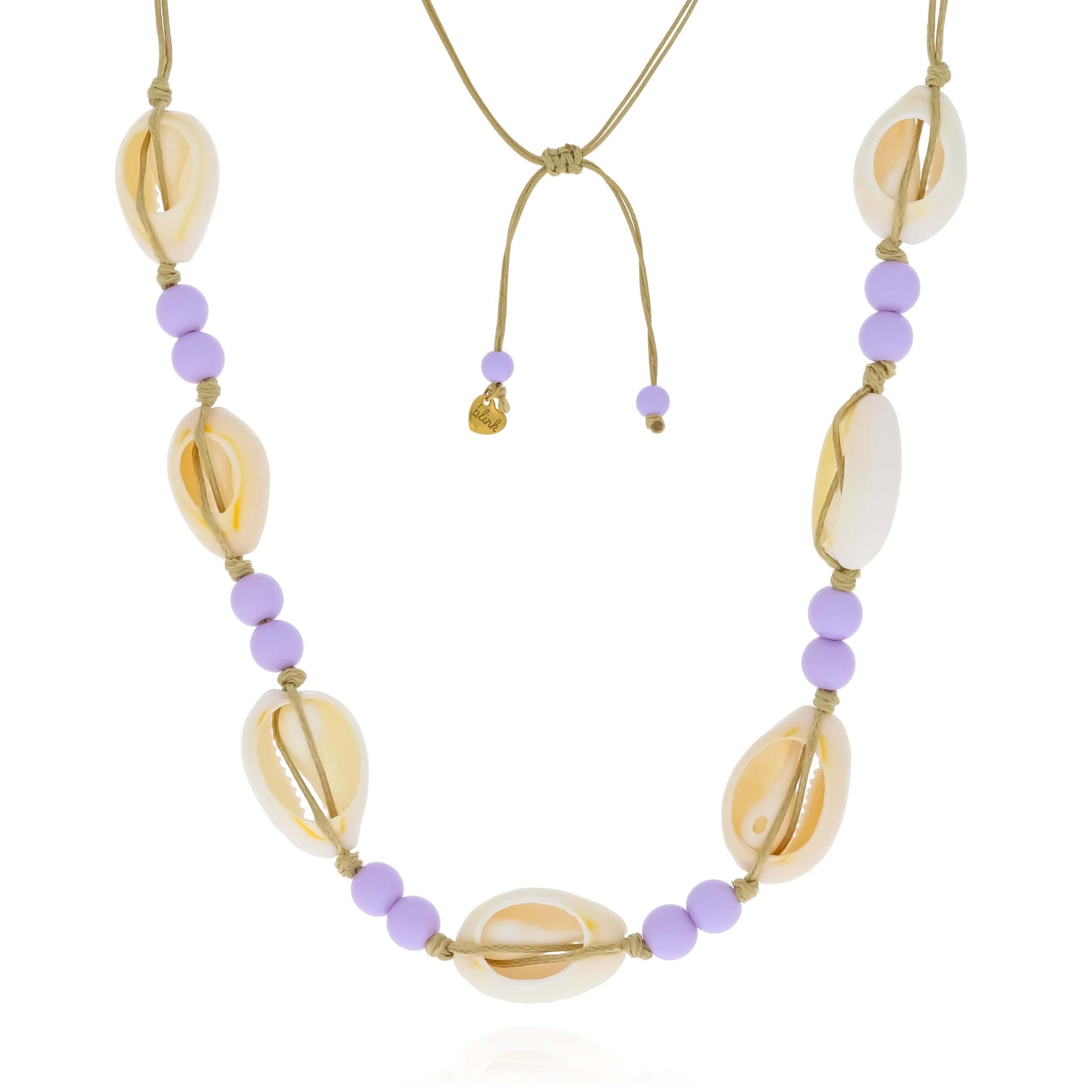 Naszyjnik Choker Muszelki Na Sznurku R owe Fioletowe Koraliki Boho Naszyjnik Choker Muszelki Na Sznurku R owe Fioletowe Koraliki Boho